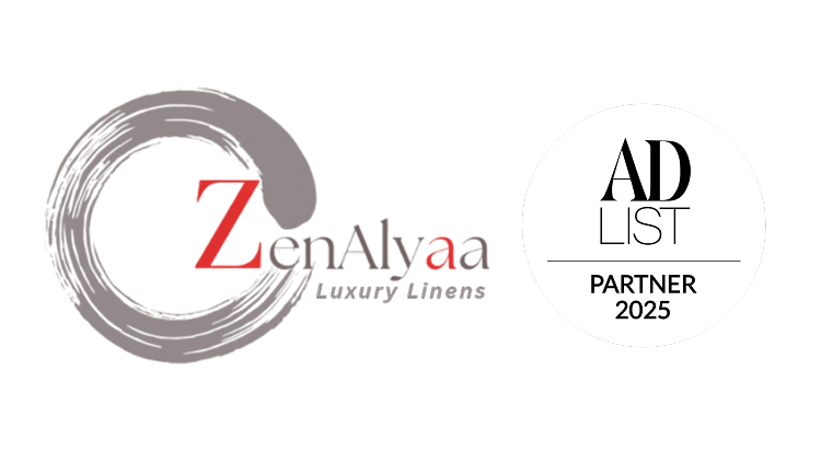 ZenAlyaa Luxury Linens logo with AD List Partner 2025 label 