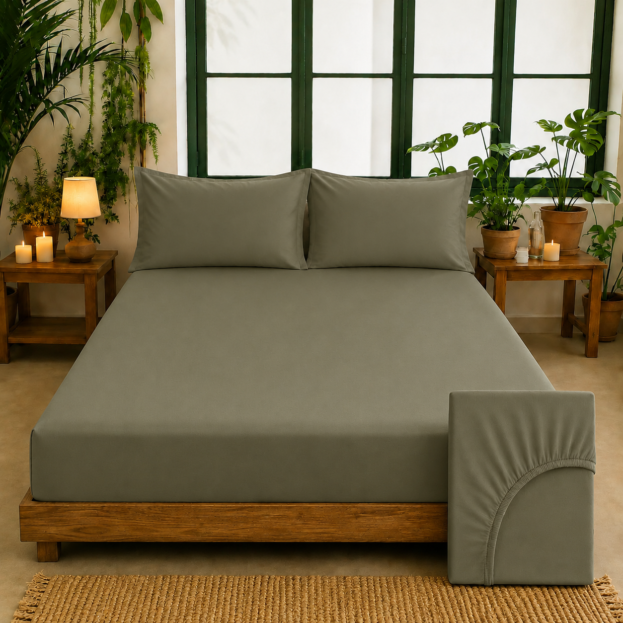Bamboo Collection - Hazel Green | Bedsheet with Pillowcases