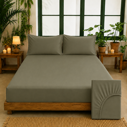 Bamboo Collection - Hazel Green | Bedsheet with Pillowcases