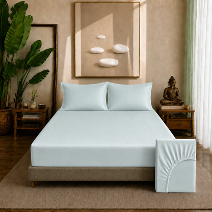 Eucalyptus Collection - Pastel Teal | Bedsheet with Pillowcases