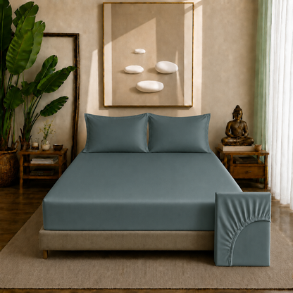 Eucalyptus Collection - Ash Teal | Bedsheet with Pillowcases