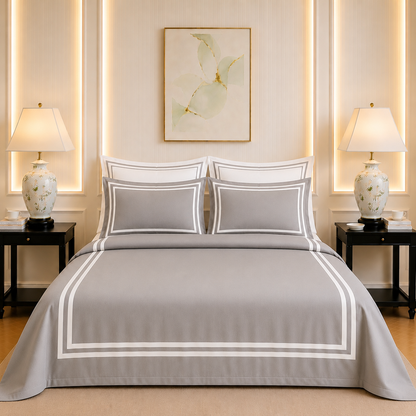 600 TC Pure Cotton Collection - Pearl Grey | Duvet Cover with Pillowcases
