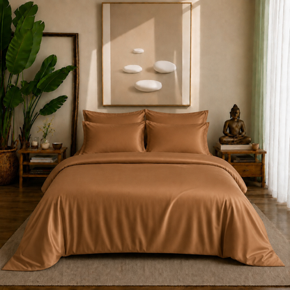 Eucalyptus Collection - Caramel Dusk | Duvet Cover with Pillowcases