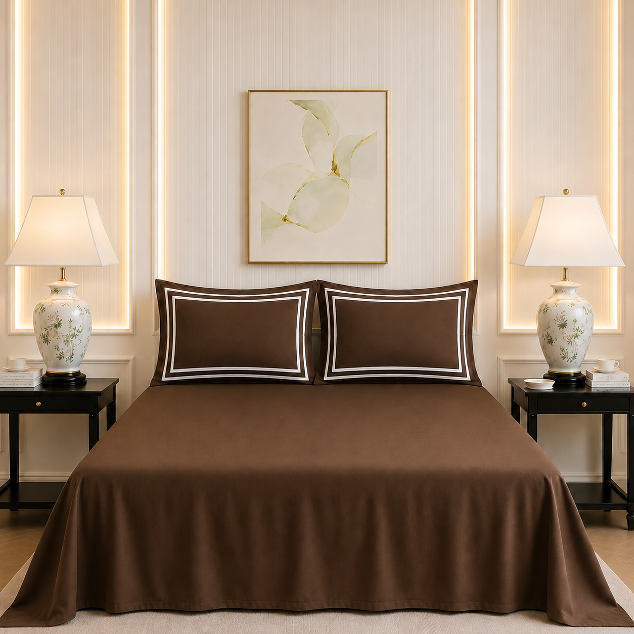 600 TC Pure Cotton Collection - Deep Mocha | Bedsheet with Pillowcases