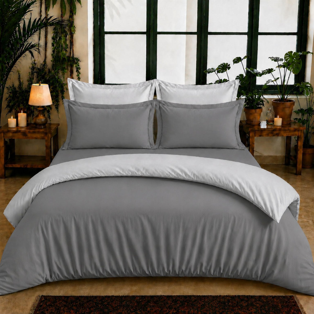 Bamboo Collection - Duo Luxe - Charcoal & Mist Grey | Duvet Cover with Pillowcases