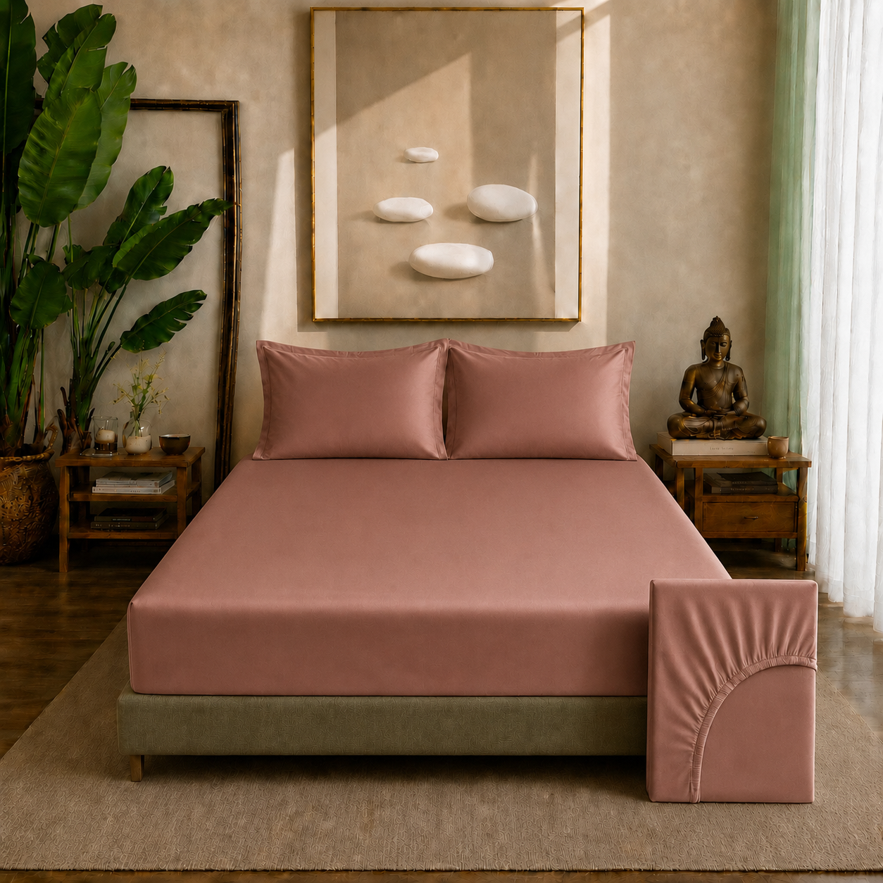 Eucalyptus Collection - Peach Blossom | Bedsheet with Pillowcases