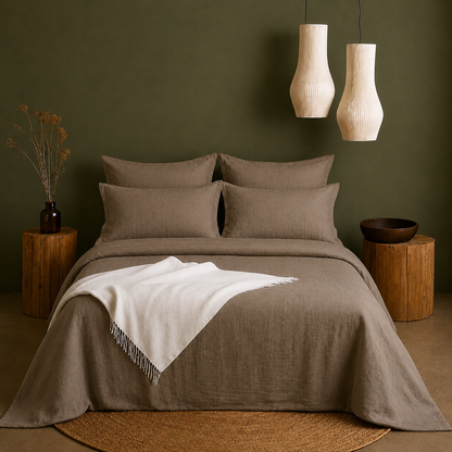 Linen Collection - Choco Brown | Duvet Cover with Pillowcases