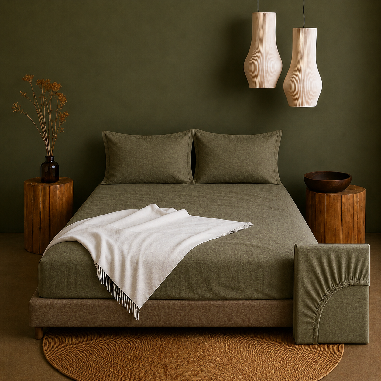 Linen Collection - Forest Green | Bedsheet with Pillowcases