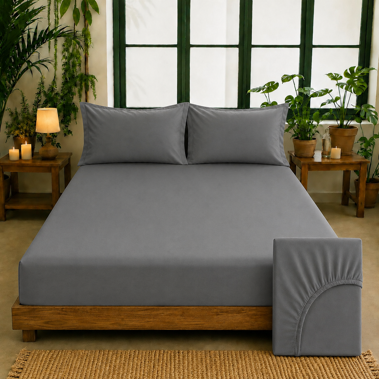 Bamboo Collection - Shadow Grey | Bedsheet with Pillowcases