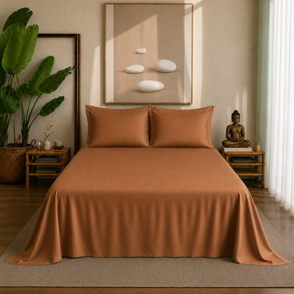 Eucalyptus Collection - Caramel Dusk | Bedsheet with Pillowcases