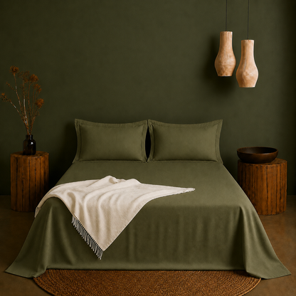 Linen Collection - Forest Green | Bedsheet with Pillowcases