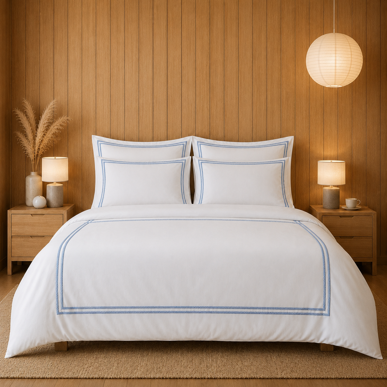 800 TC Pure Cotton Collection -Merrowing - Azure Whisper | Duvet Cover with Pillowcases