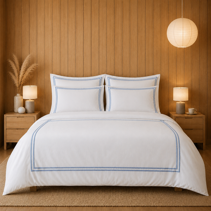 800 TC Pure Cotton Collection -Merrowing - Azure Whisper | Duvet Cover with Pillowcases
