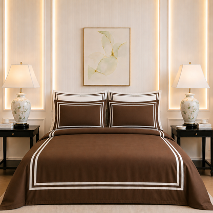 600 TC Pure Cotton Collection - Deep Mocha | Duvet Cover with Pillowcases