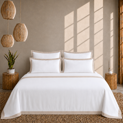 Egyptian Cotton - Border - Zen Classic Beige | Duvet Cover with Pillowcases