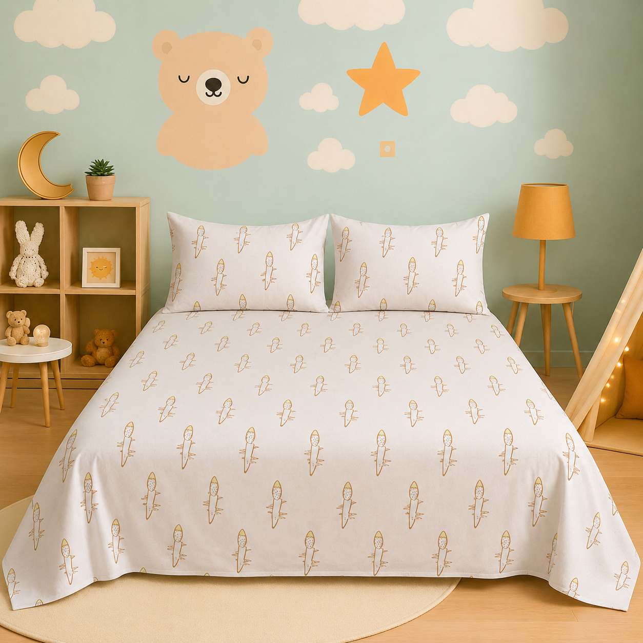 Kids Collection - Golden Foxy | Bedsheet with Pillowcases