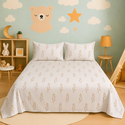 Kids Collection - Golden Foxy | Bedsheet with Pillowcases