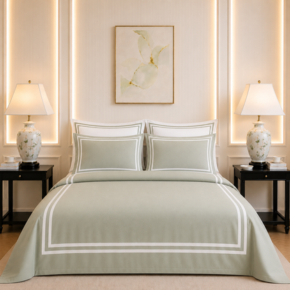 600 TC Pure Cotton Collection - Sage Whisper | Duvet Cover with Pillowcases