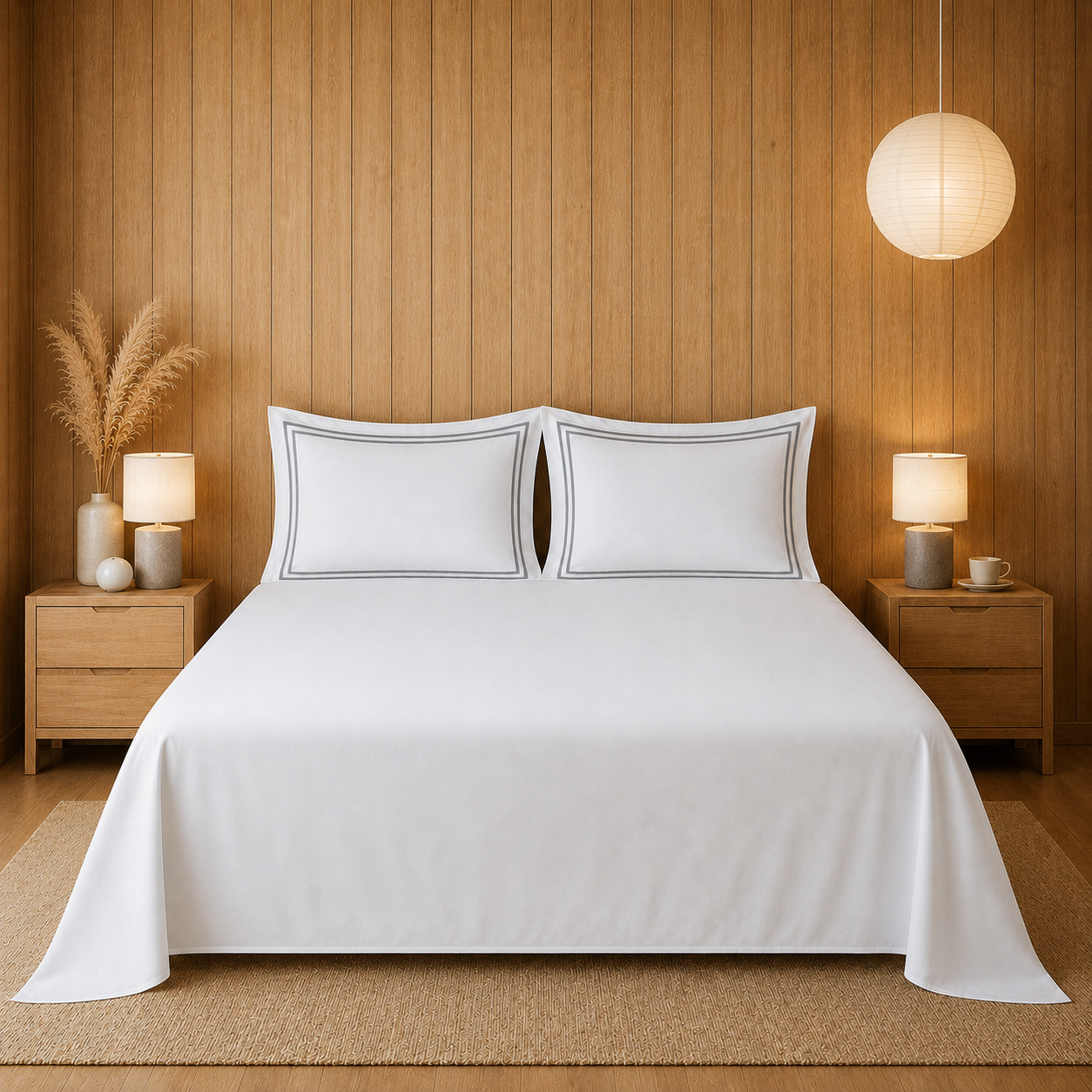 800 TC Pure Cotton Collection -Merrowing - Silver Stone | Bedsheet with Pillowcases