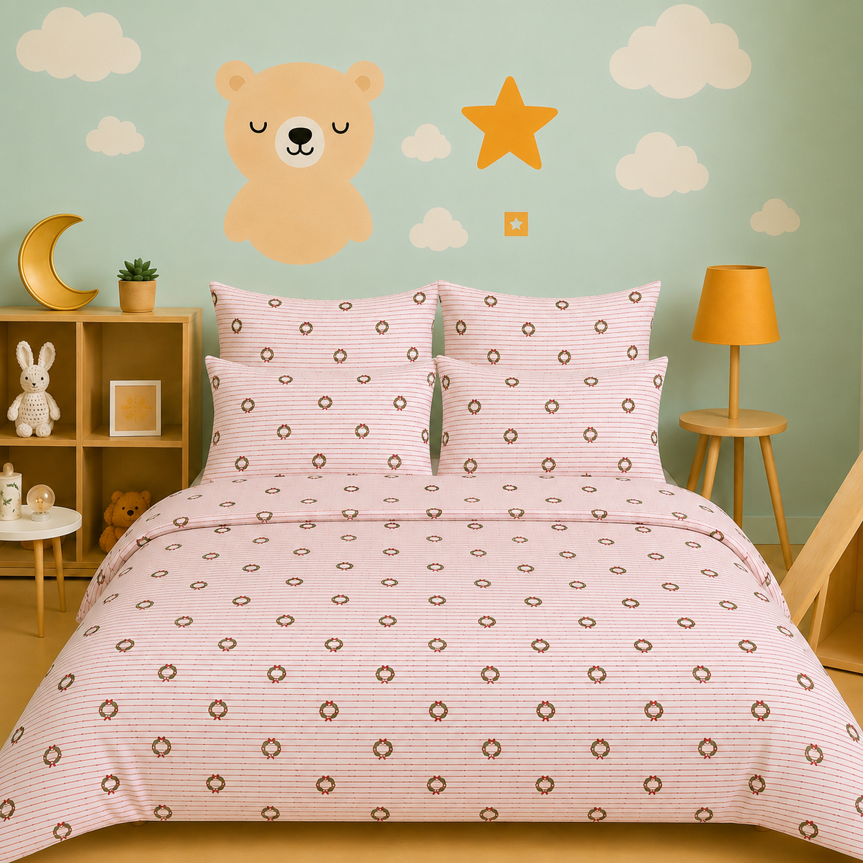 Kids Collection - Red Bow Stripes | Duvet Cover with Pillowcases
