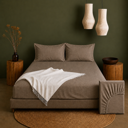 Linen Collection - Choco Brown | Bedsheet with Pillowcases