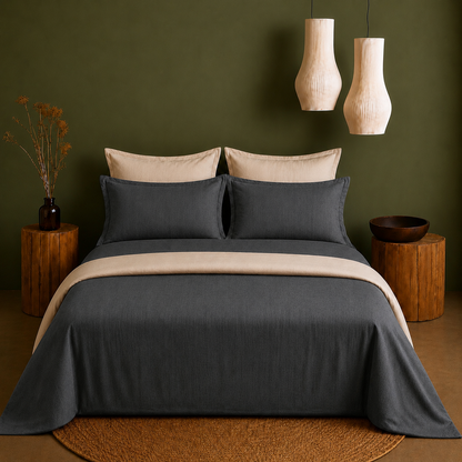 Linen Collection - Duo Luxe - Dusk Stone | Duvet Cover with Pillowcases