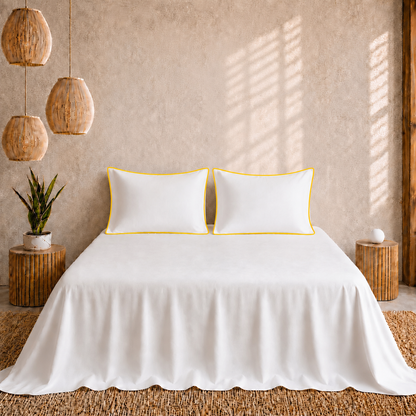 Egyptian Collection - Pure Piping - Zen Staple Yellow | Bedsheet with Pillowcases