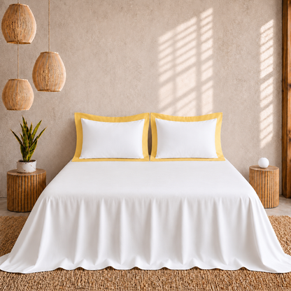 Egyptian Cotton - Border - Zen Classic Golden Yellow | Bedsheet with Pillowcases