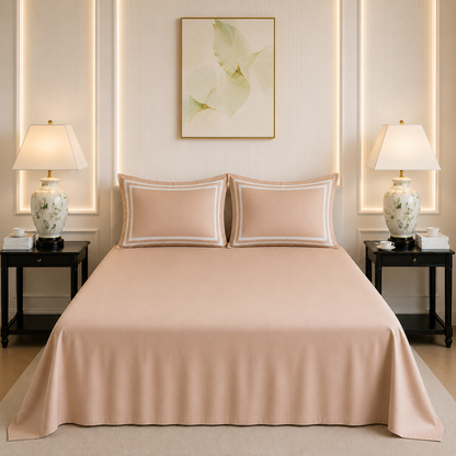 600 TC Pure Cotton Collection - Desert Sand | Bedsheet with Pillowcases