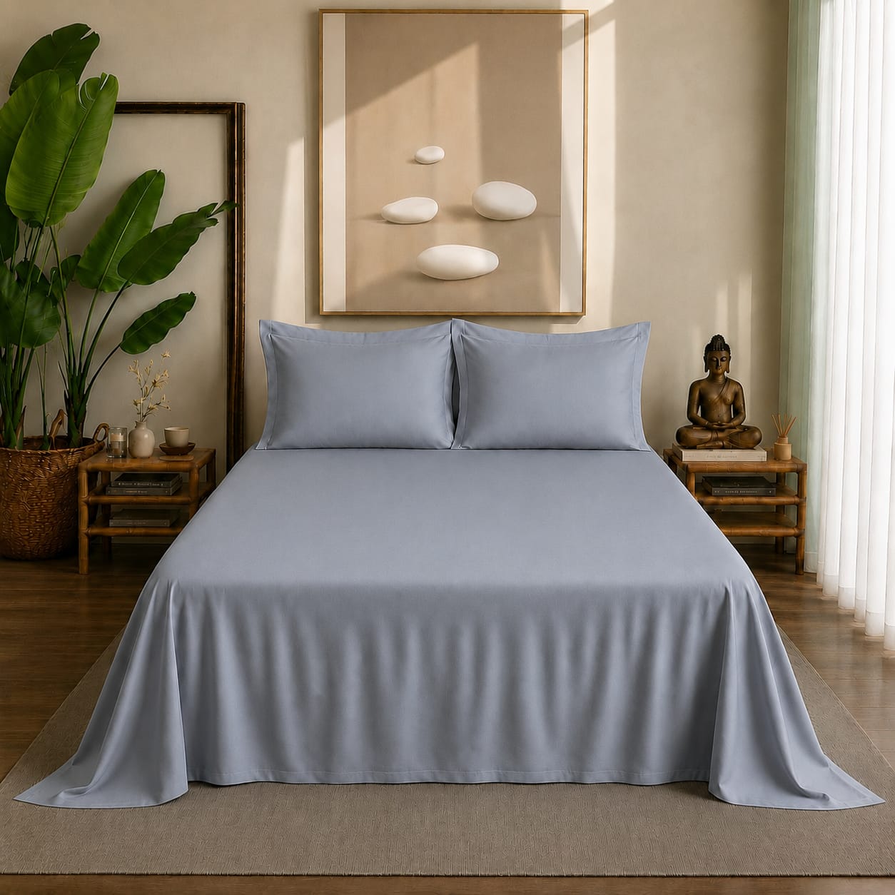 Eucalyptus Collection - Slate Blue | Bedsheet with Pillowcases