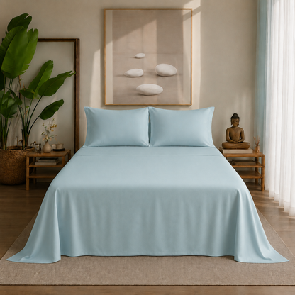 Eucalyptus Collection - Pastel Teal | Bedsheet with Pillowcases