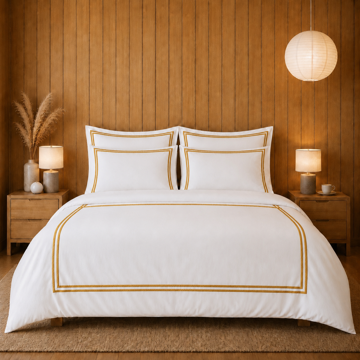 800 TC Pure Cotton Collection -Merrowing - Golden Haze | Duvet Cover with Pillowcases