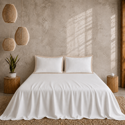 Egyptian Cotton - Border - Zen Classic Beige | Bedsheet with Pillowcases