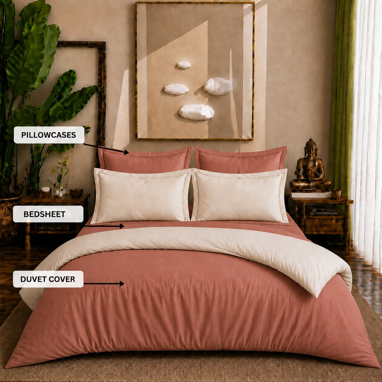 Eucalyptus Collection - Duo Luxe - Blush Cloud | Bedsheet & Duvet Cover with Pillowcases