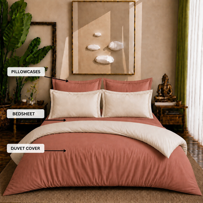 Eucalyptus Collection - Duo Luxe - Blush Cloud | Bedsheet & Duvet Cover with Pillowcases