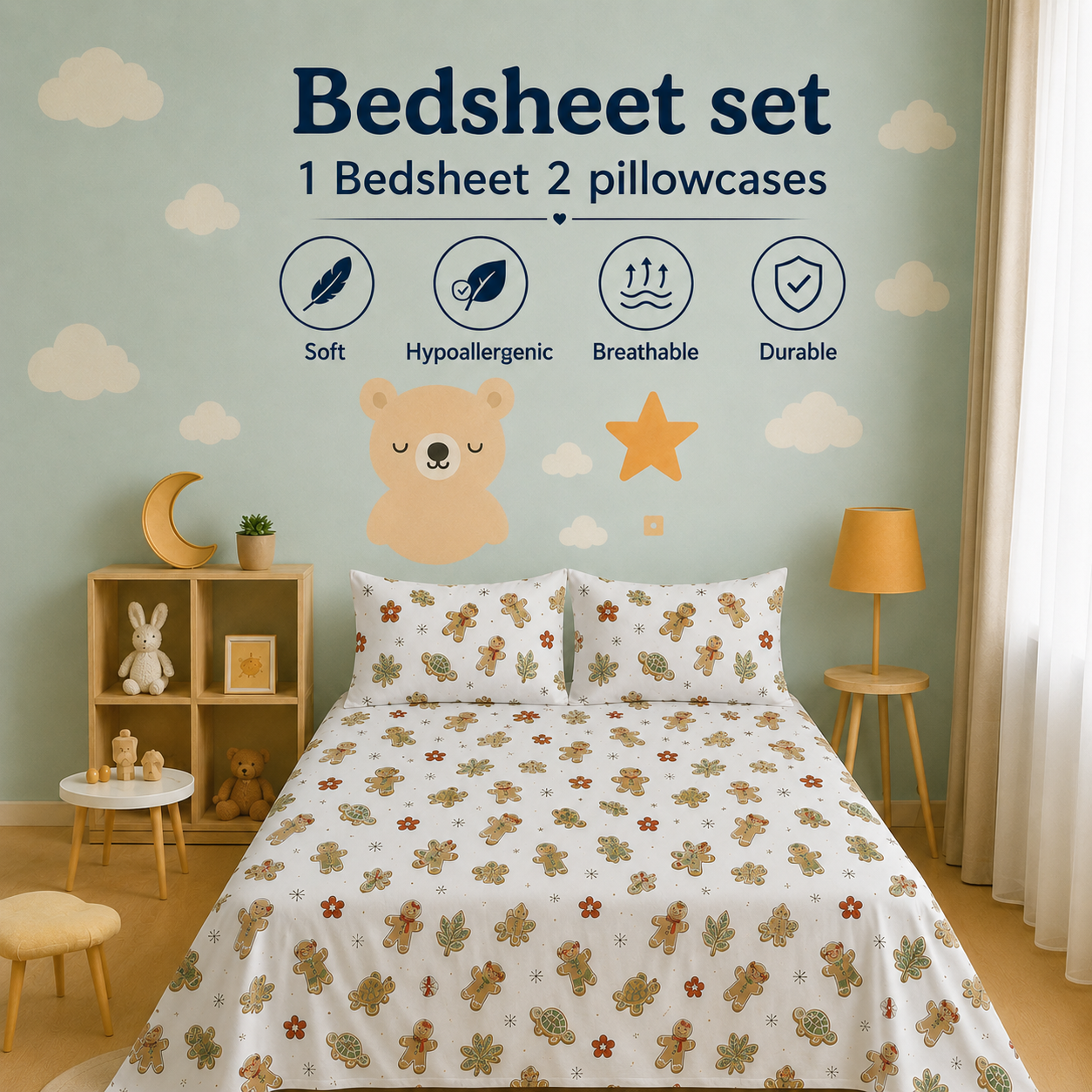Kids Collection - White Christmas Wonder | Bedsheet with Pillowcases