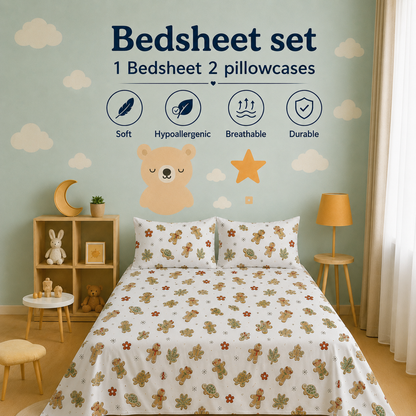 Kids Collection - White Christmas Wonder | Bedsheet with Pillowcases