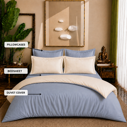 Eucalyptus Collection - Duo Luxe - Blue Pearl | Bedsheet with Pillowcases