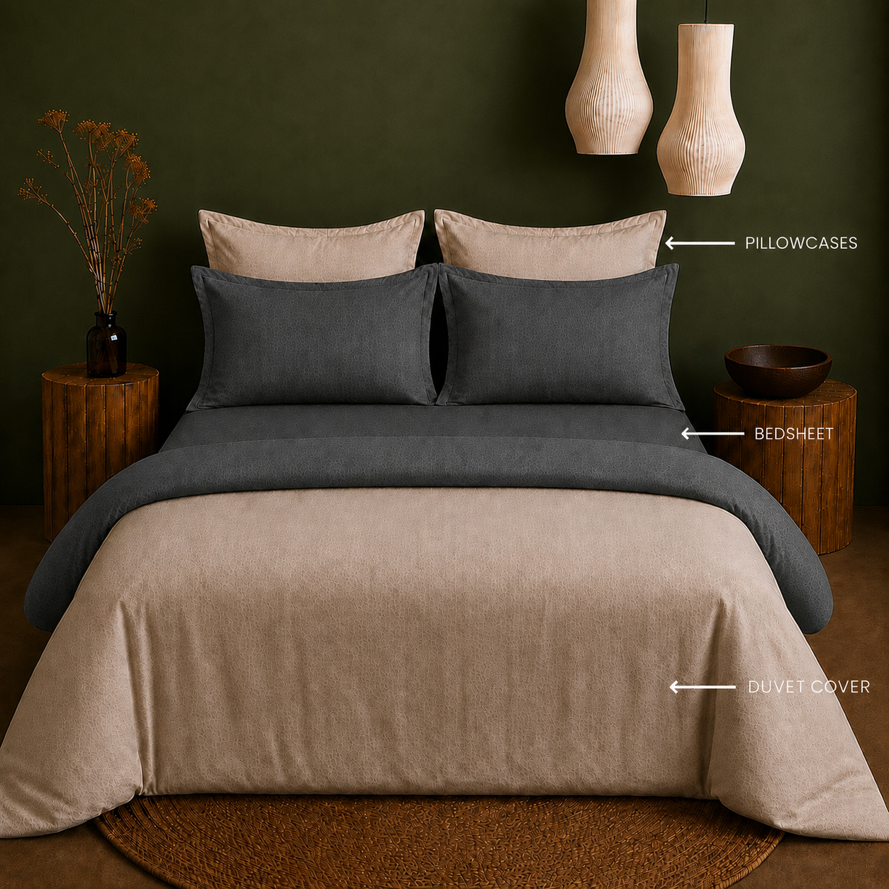 Linen Collection - Duo Luxe - Dusk Stone | Duvet Cover with Pillowcases