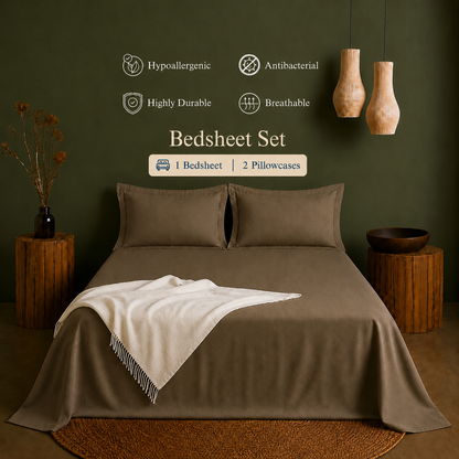 Linen Collection - Choco Brown | Bedsheet with Pillowcases
