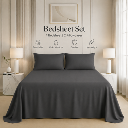 Nirvana Collection - Feather Grey | Bedsheet with Pillowcases