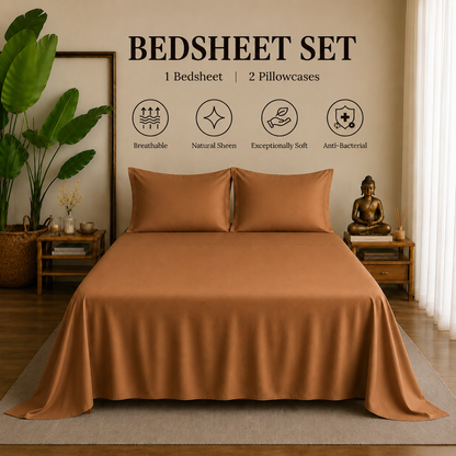 Eucalyptus Collection - Caramel Dusk | Bedsheet with Pillowcases