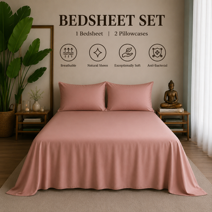 Eucalyptus Collection - Peach Blossom | Bedsheet with Pillowcases