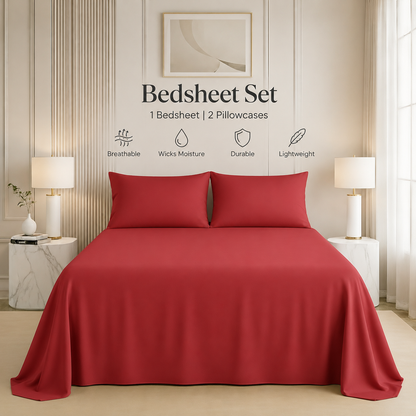 Nirvana Collection - Cherry Red | Bedsheet & Duvet Cover with Pillowcases