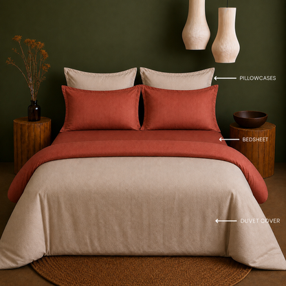 Linen Collection - Duo Luxe - Rusty Harvest | Duvet Cover with Pillowcases