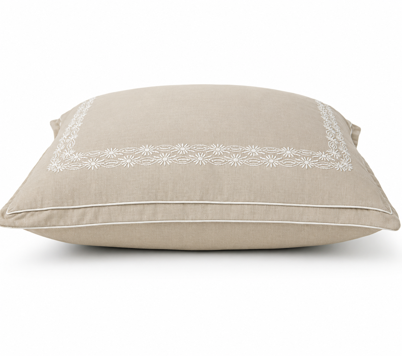 Sandstone Floral Embroidery Cushion