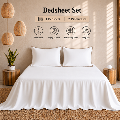 Egyptian Collection - Pure Piping -  Zen Staple Taupe | Bedsheet with Pillowcases