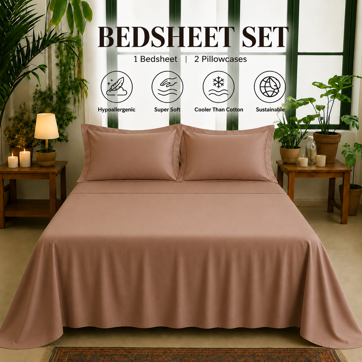 Bamboo Collection - Caramel Bronze | Bedsheet with Pillowcases