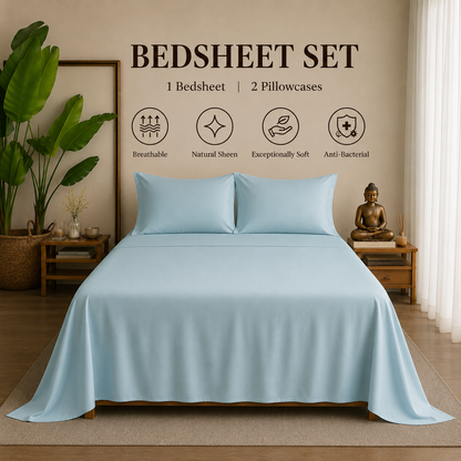 Eucalyptus Collection - Pastel Teal | Bedsheet with Pillowcases