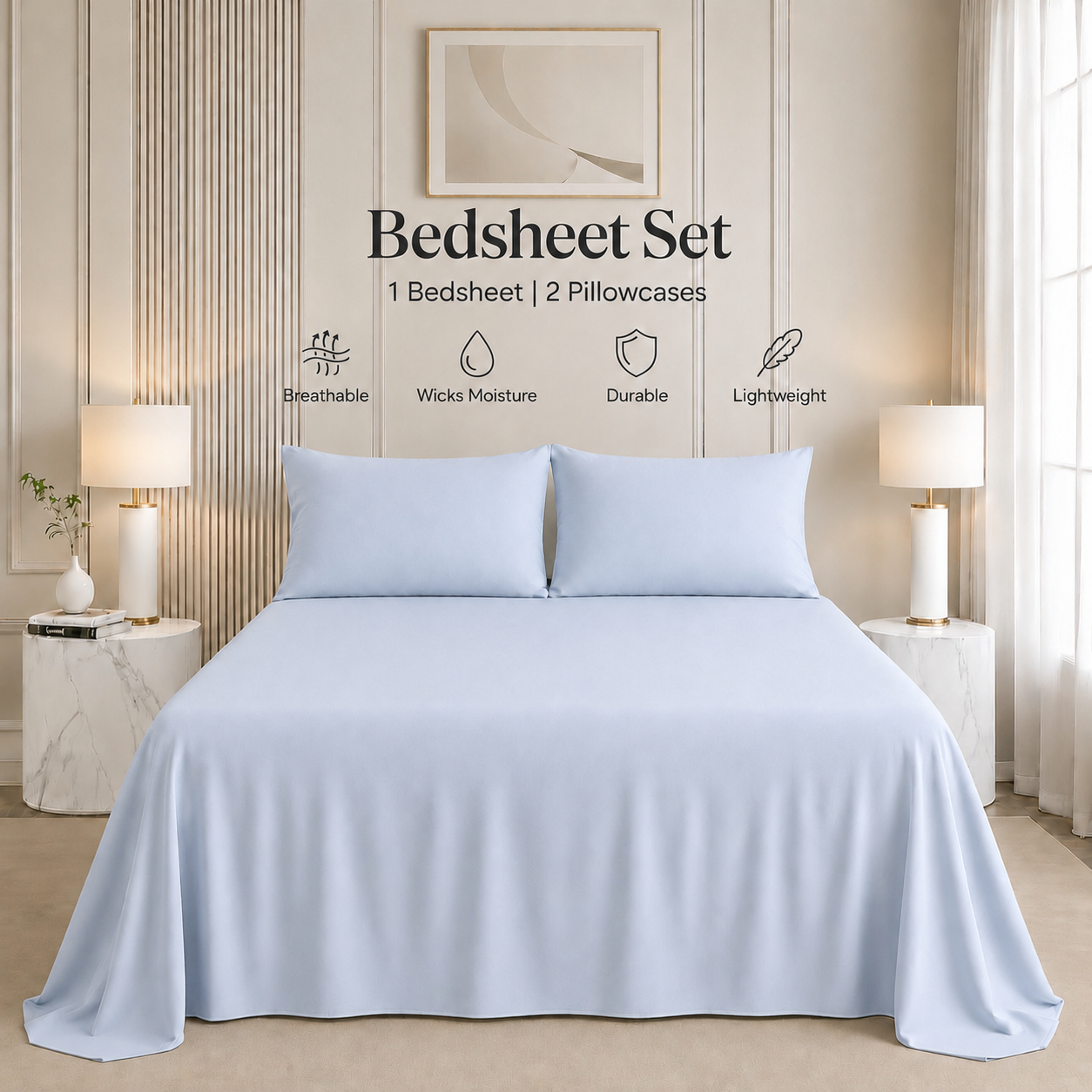 Nirvana Collection - Steel Blue | Bedsheet with Pillowcases